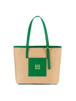 Emanuela Biffoli Borsa shopper paglia / ecopelle quadrata Emanuela Biffoli